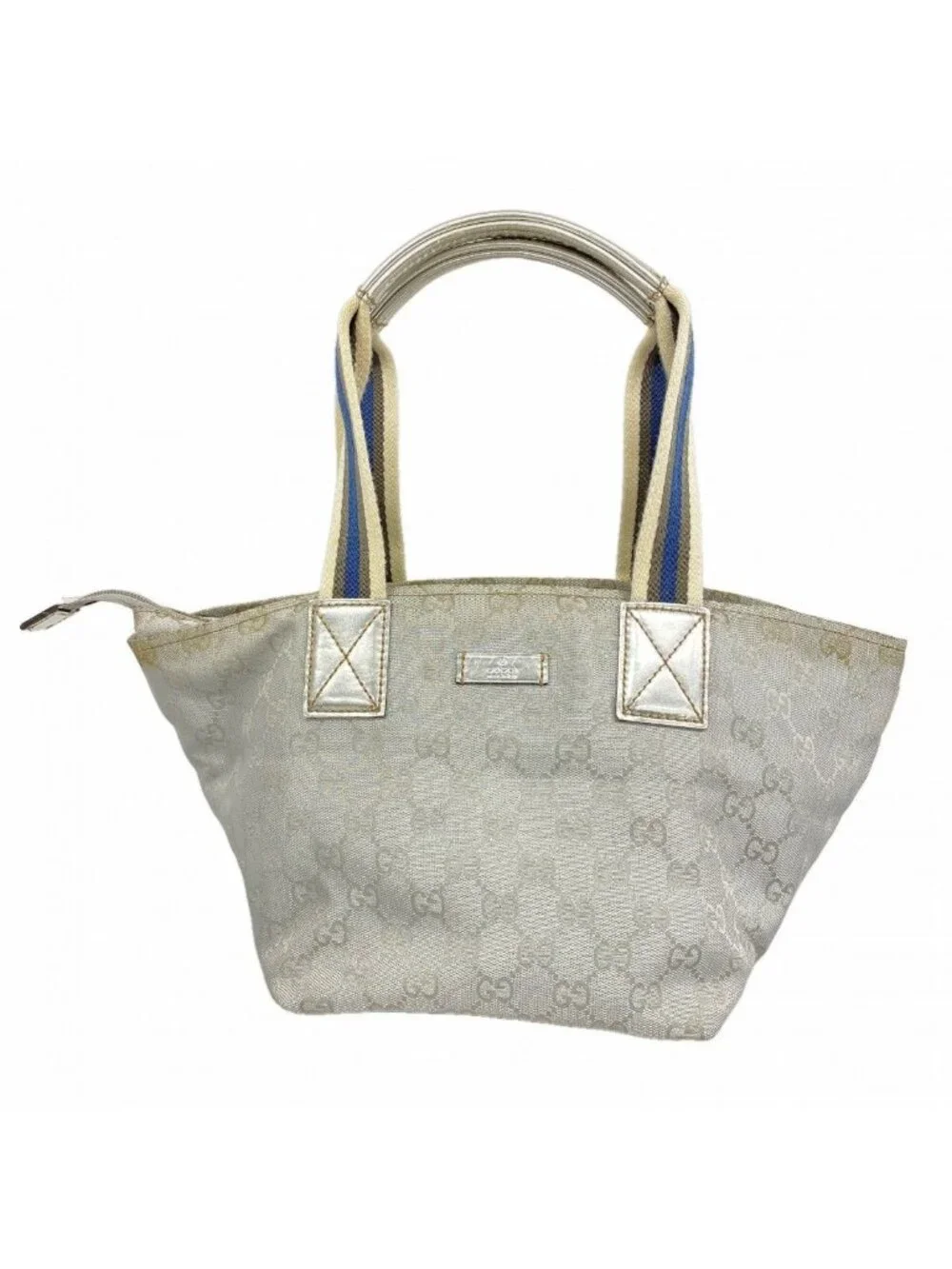 Gucci Handbag GG Canvas Nylon Silver